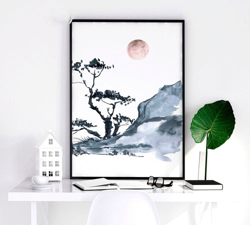 Japanese cherry blossom tree | set of 3 framed wall art